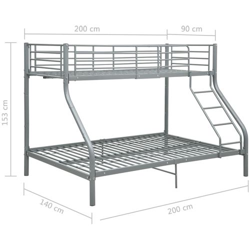 Okvir za krevet na kat sivi metalni 140 x 200 / 90 x 200 cm slika 21