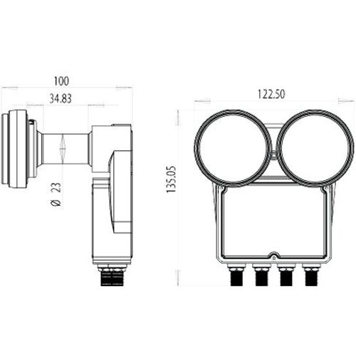 Inverto LNB,Monoblock 2 satelita na 4 prijemnika,raspon 6°,sum 0.2dB - IDLB-QUDM21-MNOO6-8PP slika 3