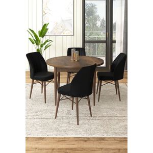 Rox - Baroque Crni Set Trpezarijskog Stola i Stolica (5 Komada)