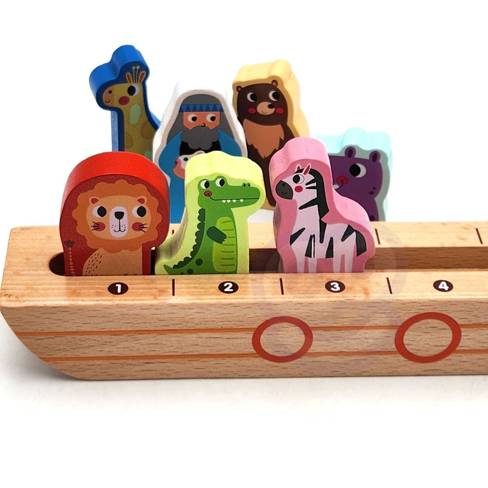 Drvena noina arka tooky toy + knjiga slagalica slika 6