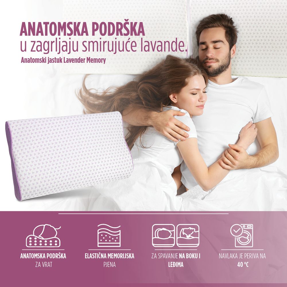  Vitapur jastuk lavanda Memory Contour 30x50 slika 3