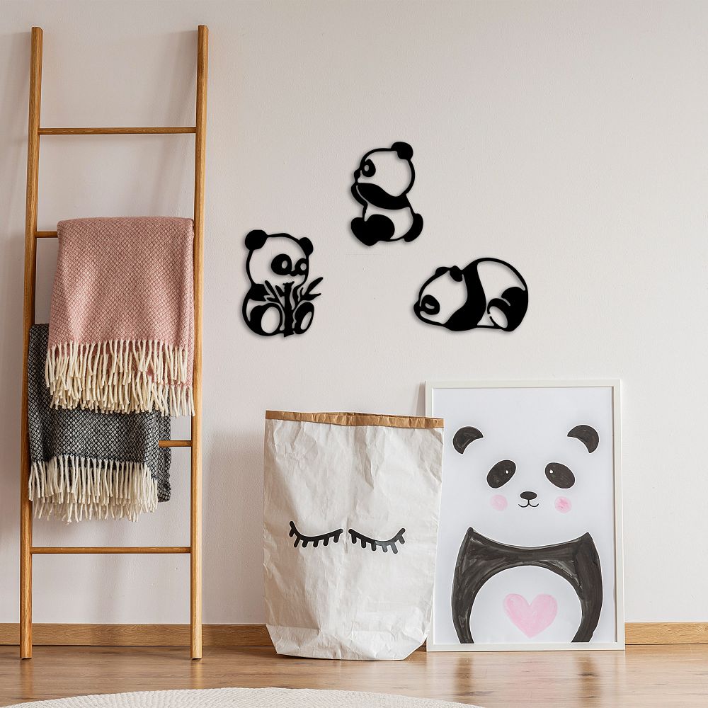 Pandas - 298 Crni Dekorativni Metalni Zidni Ukras slika 3