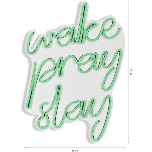 Wallity Ukrasna plastična LED rasvjeta, Wake Pray Slay - Green slika 8