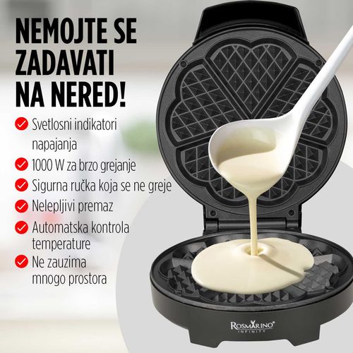 Pekač za vafle Heart Infinity 1000W slika 5