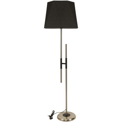 Felix Mat Krom Lambader Altıgen Siyah Abajurlu Black Floor Lamp slika 1