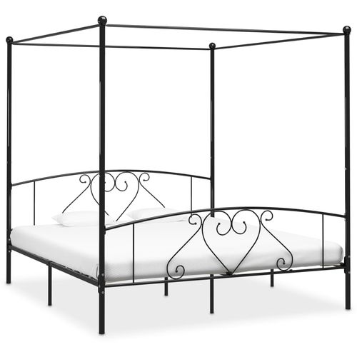 Okvir za krevet s nadstrešnicom crni metalni 200 x 200 cm slika 12