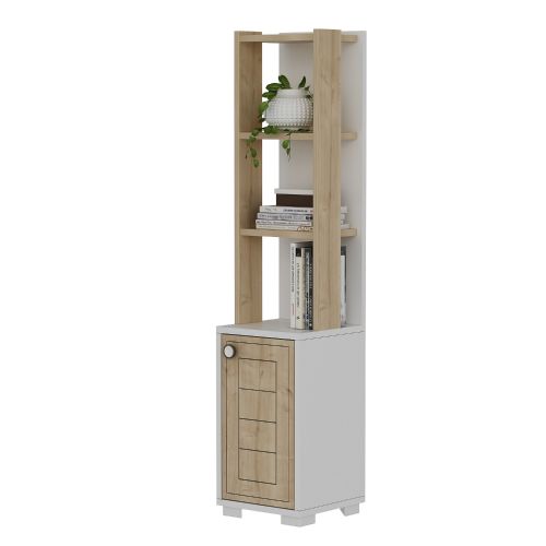 Woody Fashion Polica za knjige, Anka - White, Sapphire Oak slika 3