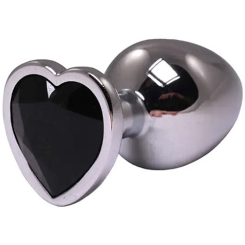 Srednji metalni analni dildo srce sa crnim dijamantom slika 1