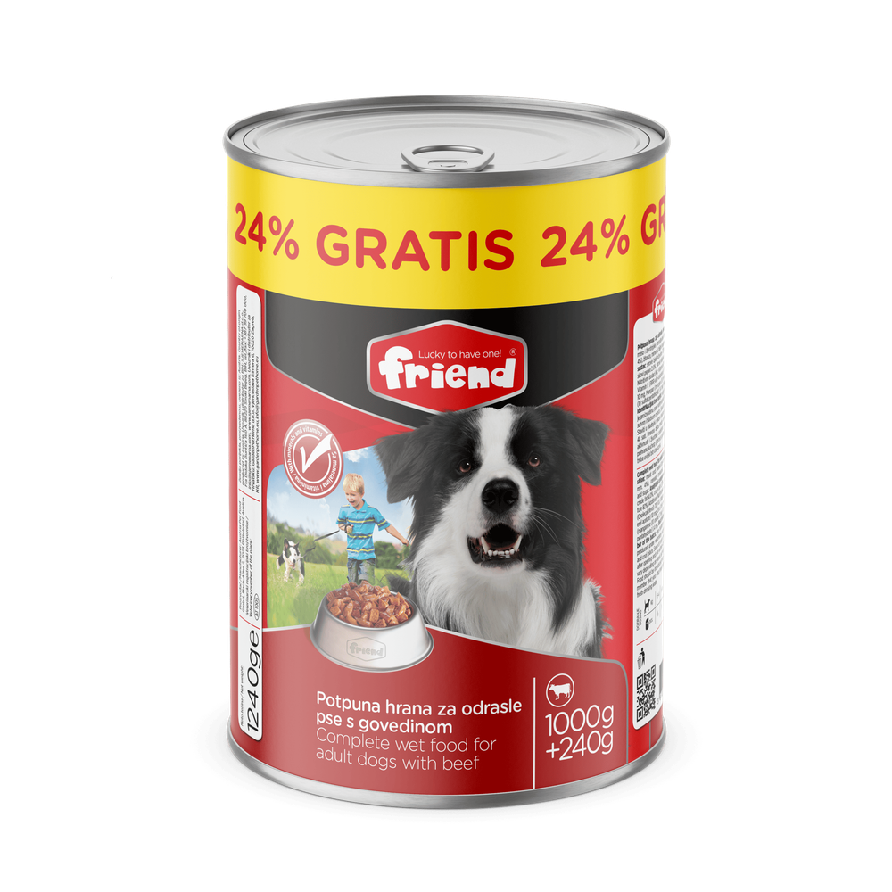 Friend hrana za pse u konzervi Govedina 1000+240g slika 1