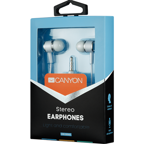 Canyon EPM- 01 Stereo earphones with microphone, White, cable length 1.2m, 23*9*10.5mm,0.013kg slika 2