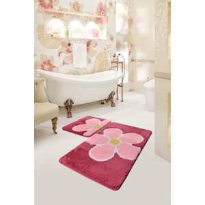 Flower - Fuchsia Multicolor Acrylic Bathmat Set (2 Pieces)