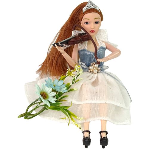 Lutka Emily u svečanoj haljini s violinom i cvijećem slika 4