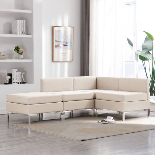 4-dijelni set sofa od tkanine krem slika 1