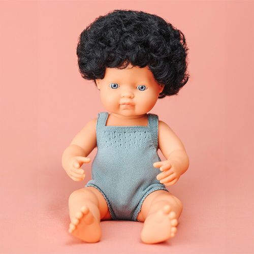 Miniland lutka curly black hair 38cm Colourful slika 3