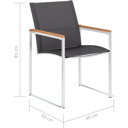 Vrtne stolice 4 kom od tekstilena i nehrđajućeg čelika sive slika 37