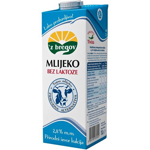 Z bregov trajno mlijeko bez laktoze 2,8%mm 1l slika 1