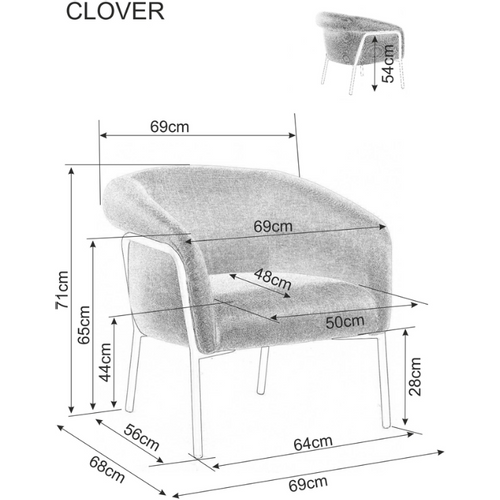 Fotelja Clover - Siva slika 8