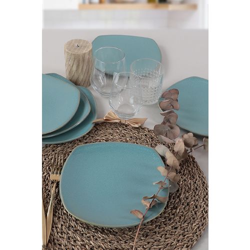 Hermia Concept Desertni tanjuri set (6 komada), Blue Granite Corner Cake Plate 22 Cm 6 Pieces slika 2