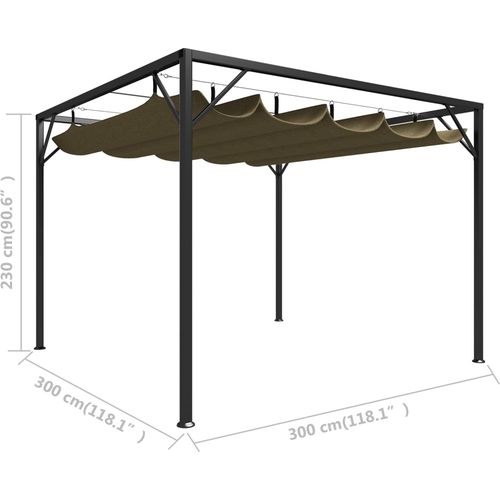 Vrtna sjenica s pomičnim krovom 3 x 3 m smeđe-siva 180 g/m² slika 31