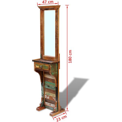 Ogledalo za hodnik od masivnog obnovljenog drva 47x23x180 cm slika 32