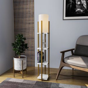 Stojeća Lampa sa Policama - 8119 Zlatna Bijela