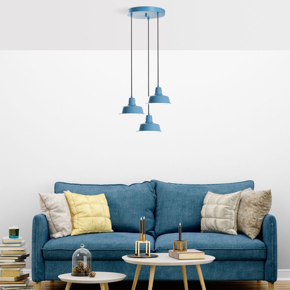 Luster Memati - 181Light Blue sa 3 svjetiljke u svijetloplavoj boji slika 3