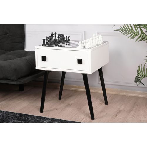 Woody Fashion Šahovski stol, Bijela boja Crno, Chesso - Black, White slika 1