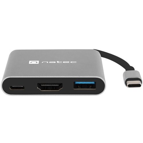 Natec NMP-1607 FOWLER MINI, USB-C Multiport Adapter, USB-C to USB-C(PD2.0)/USB3.0/HDMI, M/F, Cable 11 cm slika 1