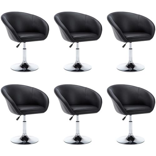 Blagovaonske stolice od umjetne kože okretne 6 kom crne slika 1