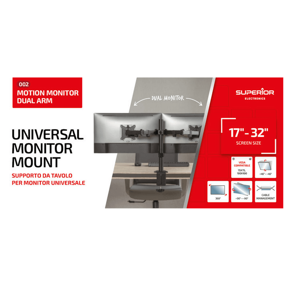 Superior Stolni nosač za 2 LCD monitora, 17" - 32" - Monitor Mount 17 - 32, dual slika 2
