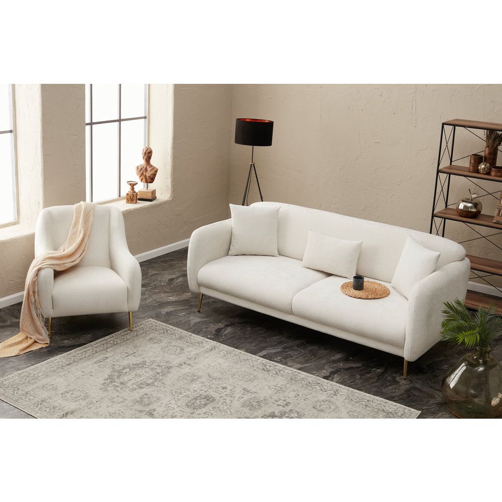 Simena - Krem Zlatni Sofa na Razvlačenje sa 3 Mjesta slika 2