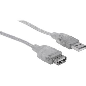 Manhattan USB kabel USB 2.0 USB-A utikač, USB-A utičnica 4.50 m srebrna  340502