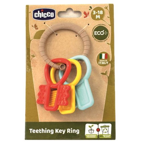 Chicco Zvečka i glodalica za zube ECO+ Teething Key Ring 3-18mj slika 1