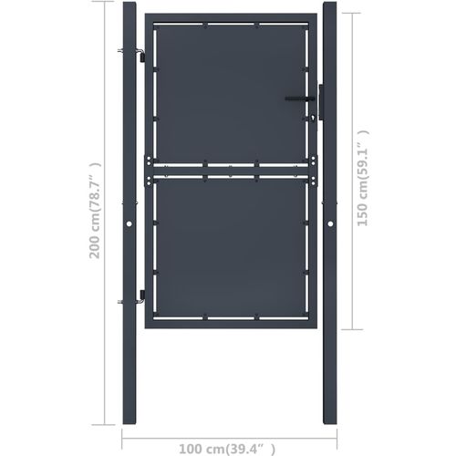 Vrtna vrata čelična 100 x 150 cm antracit slika 19