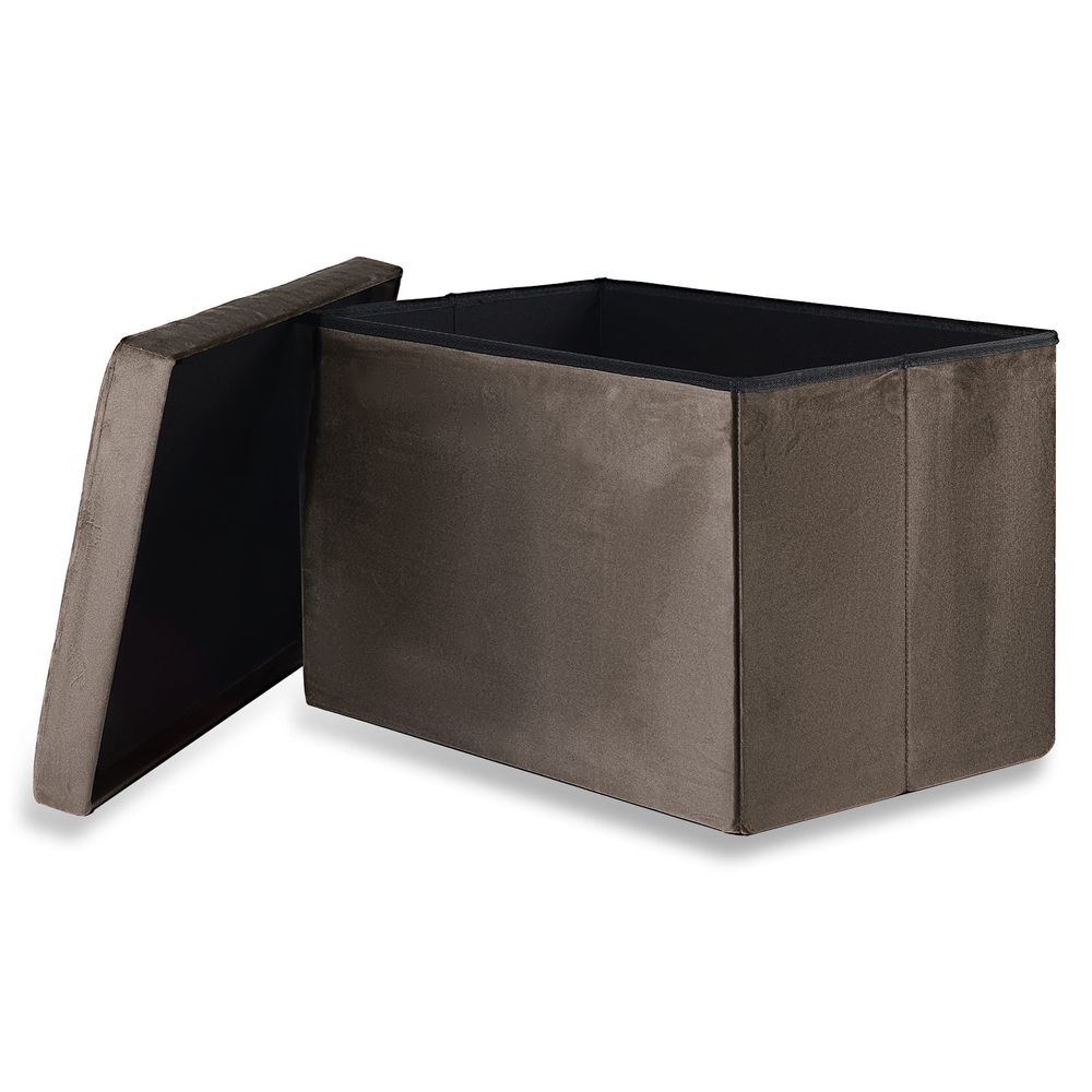 Sklopivi tabure XL s gumbima - 60x38x38cm baršunasto smeđa slika 2