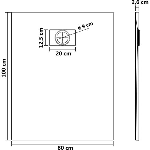 Kada za tuš SMC crna 100 x 80 cm slika 6