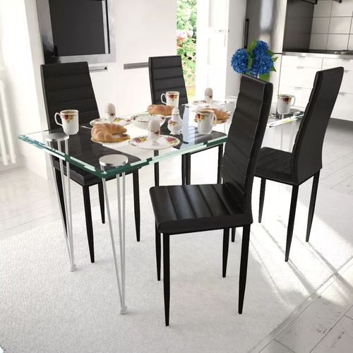 Komplet za ručak - Linijske stolice crne tanke 4 kom + stakleni stol slika 23