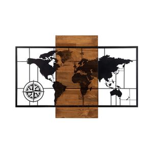 Wallity Zidna dekoracija drvena, World Map Wıth Compass