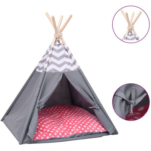 Šator tipi za mačke od breskvine kore sivi 60 x 60 x 70 cm slika 2