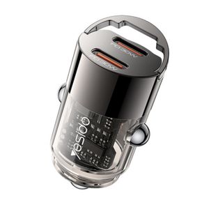 Auto punjač Yesido Y69 30W 3A 2 x USB-C crni