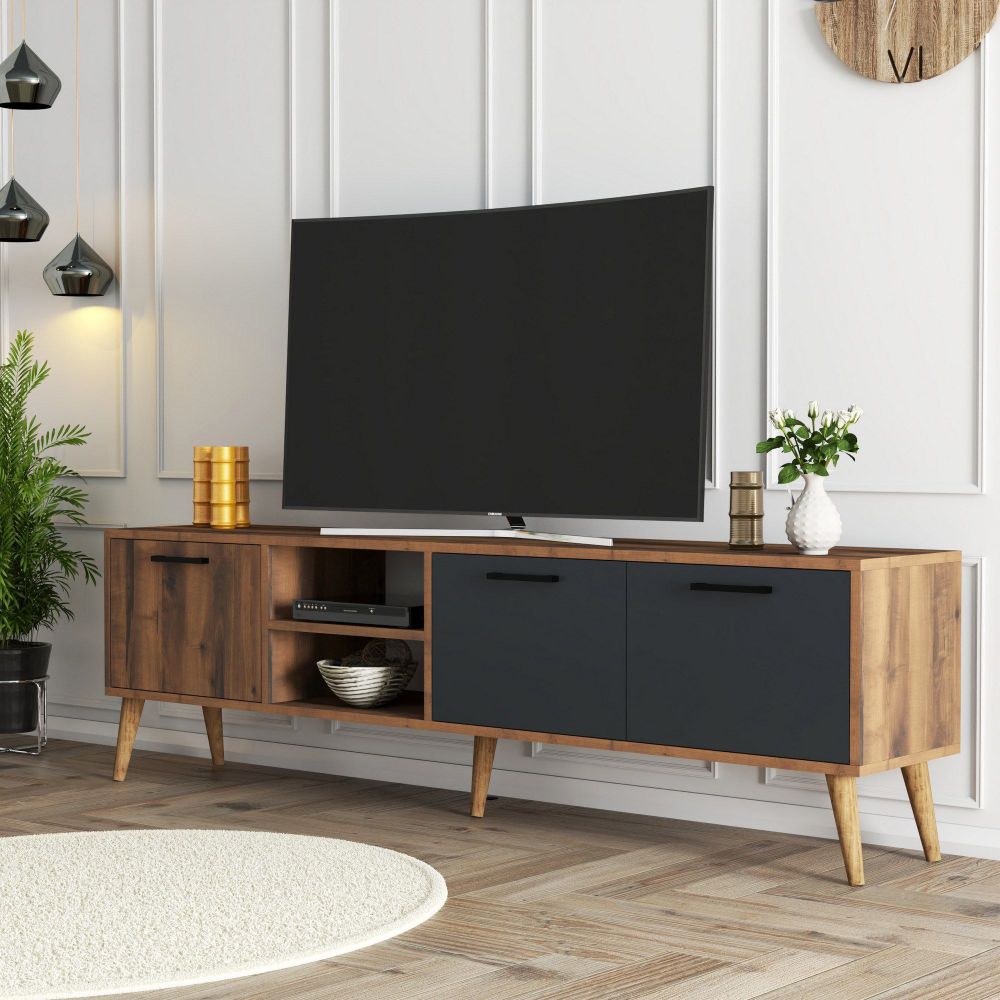 TV Stalak Exxen - 1581 u boji orah i antracit slika 2