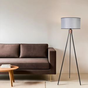Fısco Tripod Crni Lambader sa Sivi Abajur