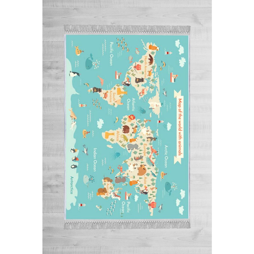 Tanka staza sa digitalnim printom Mapa svijeta (100 x 150 cm) ELS577 slika 4