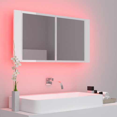 LED kupaonski ormarić s ogledalom sjajni bijeli 90x12x45 cm slika 14