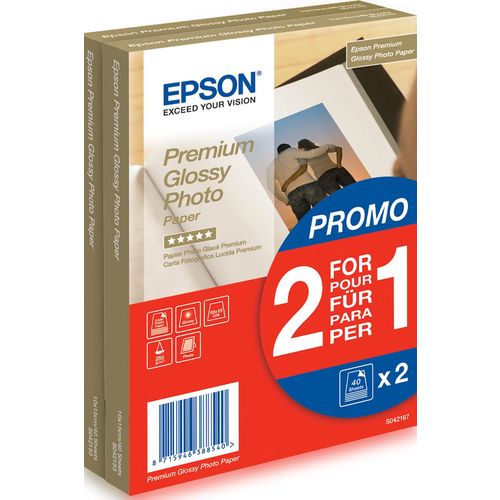 Papir EPSON Premium Glossy 10x15, 2x40l, 255 g/m2 slika 1