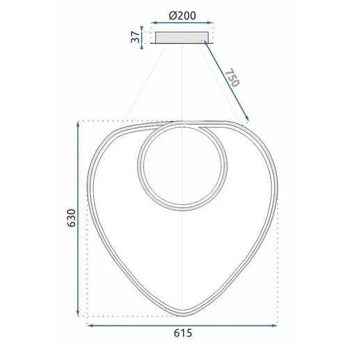 TOOLIGHT Stropna svjetiljka Hanging Loop LED APP797-cp zlatna + daljinski slika 2