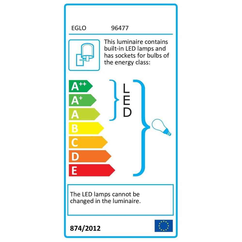 Eglo Pasteri Zidna Lampa 2, E27, LED 3,5W, Nikl-Mat/Bijela slika 2