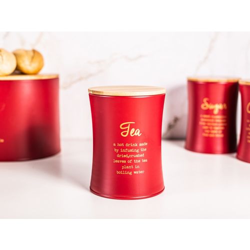 Altom Design stožasta posuda za čaj s bambusovim poklopcem crvena, dekor TEA - 0204018414 slika 8