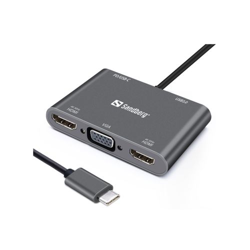 Sandberg USB-C Dock 2xHDMI + 1xVGA + USB + PD docking stanica slika 1