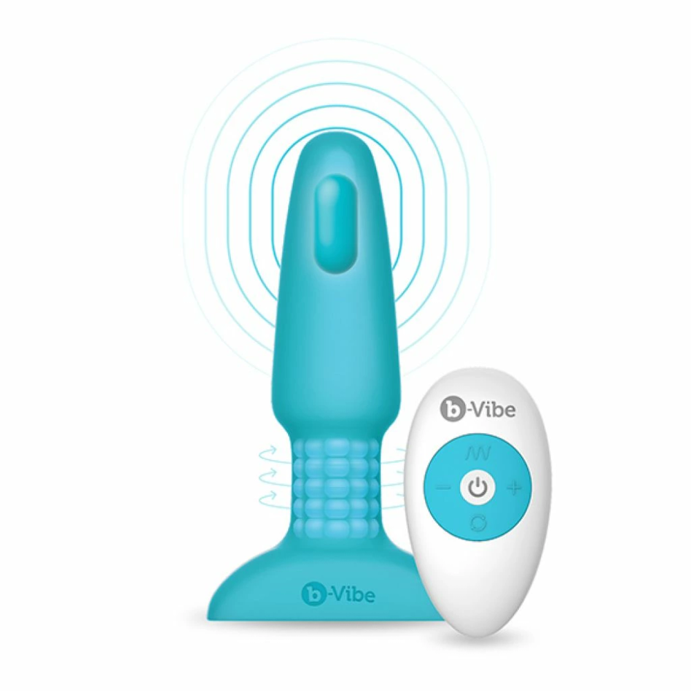 Vibrirajući analni čep B-Vibe - Rimming 2, svijetlo plavi slika 1